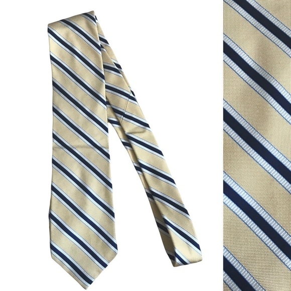 Nautica Yellow 100% Silk Stripe Tie - Picture 1 of 5